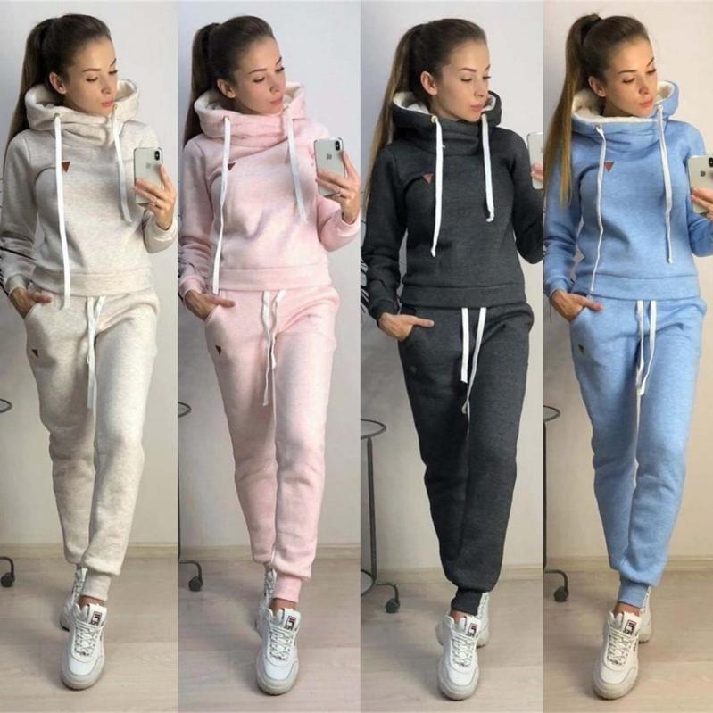 2020 Autumn Winter New Hot Style Women' Fleece Sports Suit Female