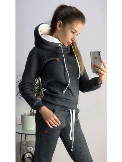 2020 Autumn Winter New Hot Style Women' Fleece Sports Suit Female