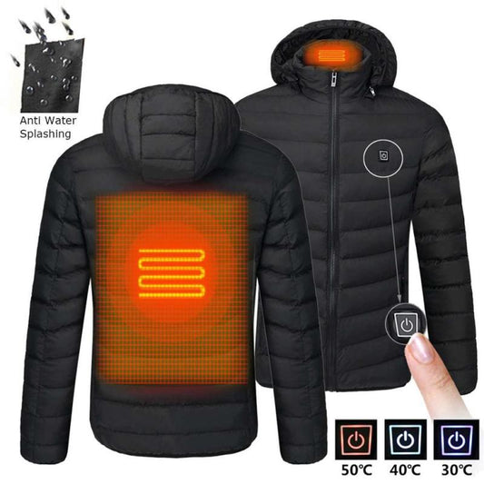 2020 nwe men winter warm usb heating jackets smart thermostat pure hooded heated clothing waterproof warm jackets