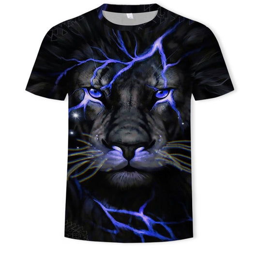 3d men' personalized tiger animal digital printing fashion casual comfortable pullover round neck t-shirt